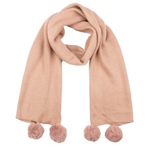 Blush Pink Knit Scarf with Pom Poms